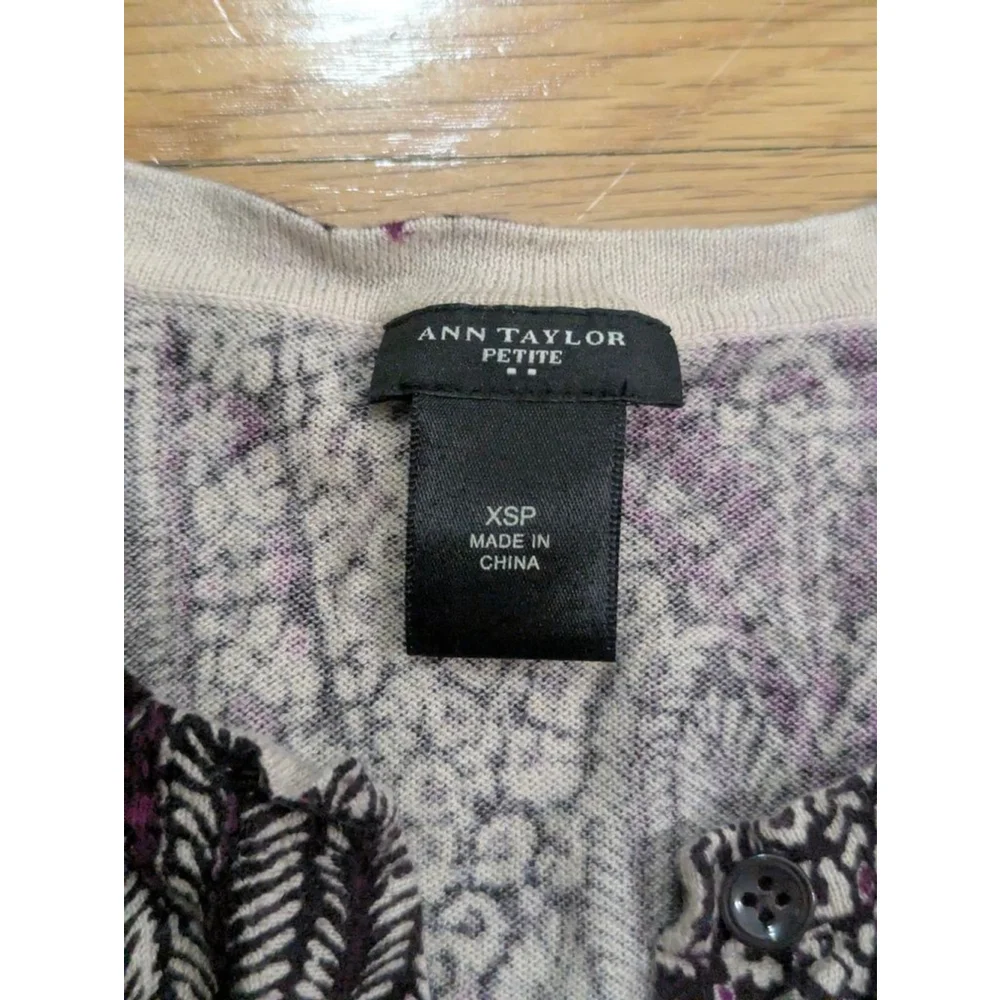 Ann Taylor Petite Paisley Cardigan XS